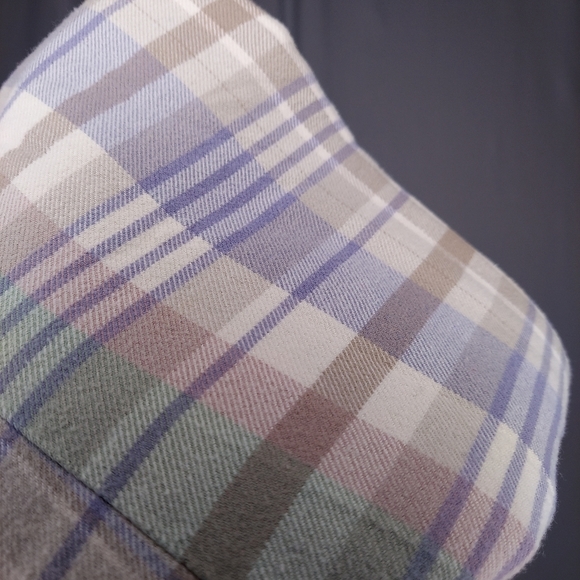 Chaps Flannel Plaid Shirt Women 2XL Zip Collar Purple Beige Pastel Multicolor XX - Picture 3 of 10